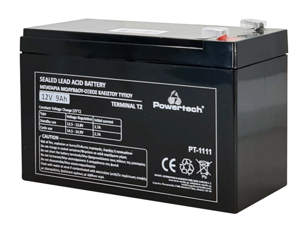 POWERTECH μπαταρία μολύβδου PT-1111, 12V 9Ah, T2