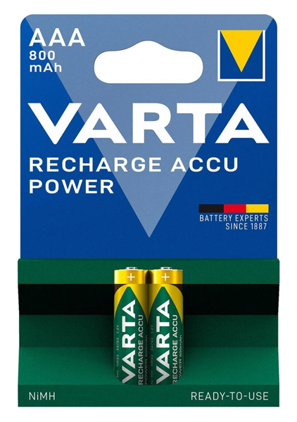 VARTA rechargeable lithium batteries, AAA, 800mAh, 1.2V, 2pcs