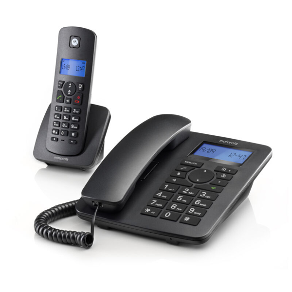 Ενσύρματο και ασύρματο τηλέφωνο Motorola C4201 COMBO Σετ μαύρο χρώμα